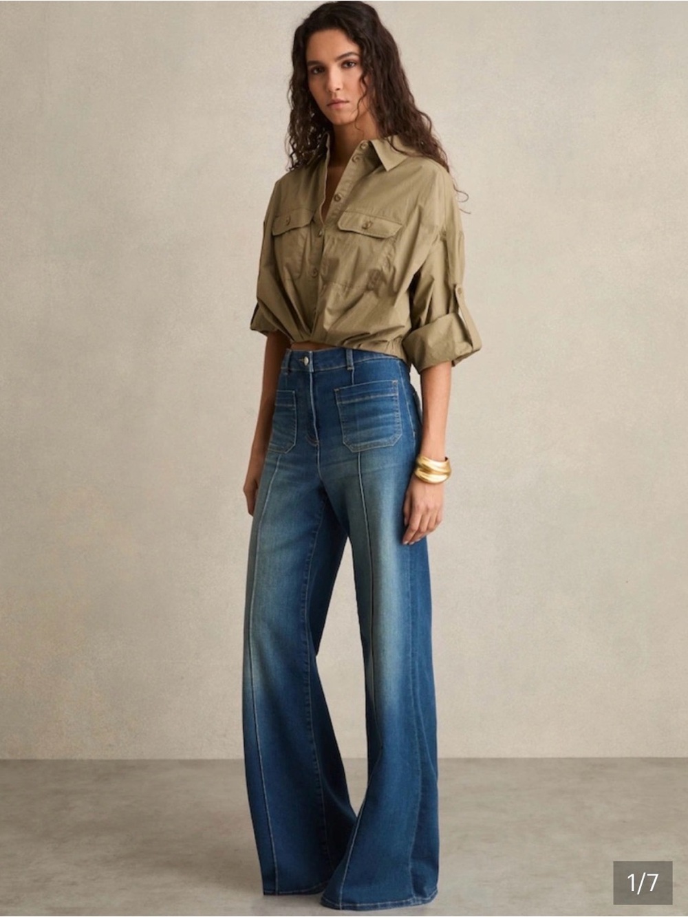 Reiss thalia pleat hem cropped shirt